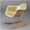 Image 1 : Early CHARLES EAMES for HERMAN MILLER fiberglass shell armrocker with birch runner and wire Eiffe...
