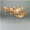 Image 1 : Six CHARLES EAMES for HERMAN MILLER DCM chairs with walnut finish on bright chrome tubular frame....