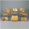 Image 1 : Six CHARLES EAMES for HERMAN MILLER DCM chairs with walnut finish on bright chrome tubular frame....