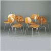 Image 1 : Six CHARLES EAMES for HERMAN MILLER DCM chairs with walnut finish on bright chrome tubular frame....