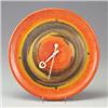 Image 1 : HOWARD MILLER ceramic wall clock with orange, yellow and brown matte glazes, and enamel hands. Ho...