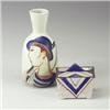 Image 1 : Two pieces: a RORSTRAND vase by Carl Harry Stalhane, 1940s, decorated with a man and woman in pro...