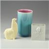 Image 1 : Three assorted Art Deco pieces: a LENOX porcelain llama in butter yellow glaze; a GENERAL CERAMIC...