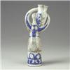 Image 1 : Tall JEAN DERVAL (France) figural vase, 1950s, of a woman carrying an urn, covered in blue, green...