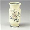 Image 1 : ROYAL COPENHAGEN tall porcelain vase decorated with stylized gray-blue flowers on a matte ivory g...