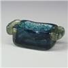 Image 1 : SCHNEIDER thick-walled rectangular glass bowl, c. 1930s, with mottled blue cased interior and lig...