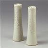 Image 1 : Pair of rare RUSSEL WRIGHT for BAUER tapering candlesticks covered in glossy oatmeal (glaze bubbl...