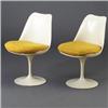 Image 1 : Pair of EERO SAARINEN for KNOLL white laminate chairs, 1963, on cicular pedestal base. Reupholste...