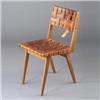 Image 1 : Chair with webbed leather seat and back with raking tapering legs. 31 1/2" x 16" x 19" $200 - 400...