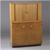 Image 1 : GILBERT RHODE china cabinet with two tamboured doors to top, black lacquered interior and single...