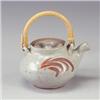 Image 1 : WARREN MacKENZIE stoneware teapot with brush-painted resist decoration on a speckled white crackl...