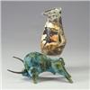 Image 1 : RAYMOR ceramic bull covered in volcanic blue-green glaze with iron horns and ANDRE GUION free-for...