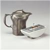 Image 1 : Two metal pieces: a pewter teapot by KAYSERZINN, and a CELLINI CRAFT Argental hand-wrought box wi...
