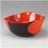 Image 1 : VENINI casted glass centerbowl with red and black free-form shapes. Foil label. 18" dia.  $350 -...