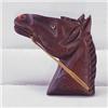 Image 1 : Carved wooden horse head pin, c. 1940, with glass eye and raffia reins. Unmarked. 3" x 4" $50 - 1...