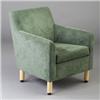 Image 1 : BEN SCHULTEN for ARTEK teal suede upholstered armchair with dowel legs. Unmarked. 30" x 25 1/2" x...