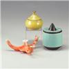 Image 1 : Three assorted pottery pieces: MIKASA Stoneglaze sugar bowl in champagne; German Art Deco four-br...