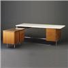 Image 1 : KNOLL L-shaped desk in two parts, the first with white laminate top, two drawers, chrome legs, th...