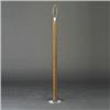 Image 1 : KOVACS floor lamp with faux-suede covered shaft in light brown with dark brown seams on bright ch...