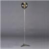 Image 1 : Contemporary floor lamp with bright chrome shaft, hemispheric smoke glass shade with flaring cani...