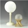 Image 1 : Two modern table lamps, one Italian of molded fiberglass on weighted ivory base, the other with f...