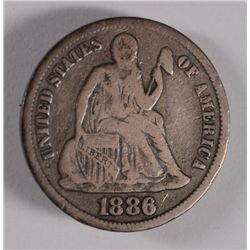 1886-S SEATED DIME, VG  SCARCE