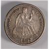 Image 1 : 1887 SEATED DIME, XF/AU   NICE