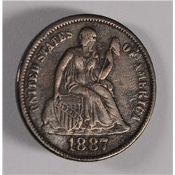 1887-S SEATED DIME, XF