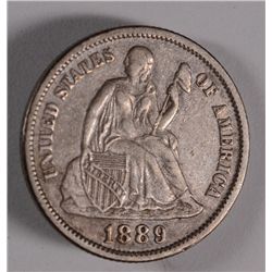 1889 SEATED DIME, XF