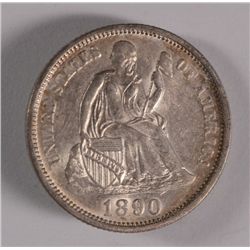 1890 SEATED DIME, MS-62