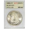 Image 1 : 1880-CC MORGAN SILVER DOLLAR, ACG MS-64  WHITE!