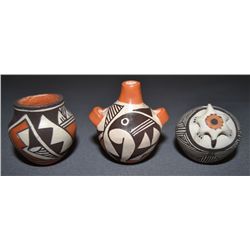 THREE ACOMA POTTERY OLLAS