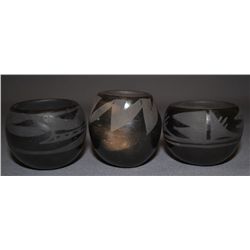 THREE SANTA CLARA POTTERY BOWLS