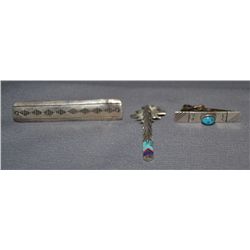 THREE NAVAJO TIE TACKS