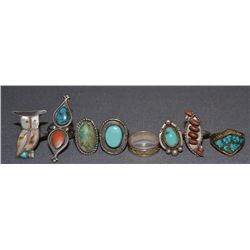 COLLECTION OF EIGHT NAVAJO RINGS