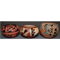 THREE JEMEZ POTTERY BOWLS