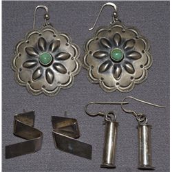 THREE PAIRS OF EARRINGS