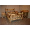 Image 8 : BEAUTIFUL ONE OF A KIND LOG QUEEN BEDROOM SET (INCLUDES 2-NIGHTSTANDS W/WILD SHEEP TRACKS & 6 DRAWER