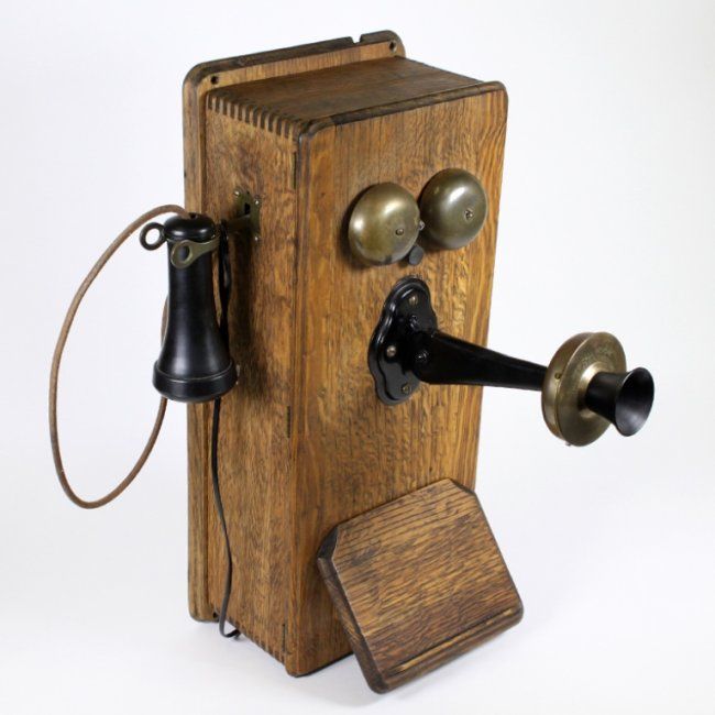 Vintage Oak Wall Phone by Kellogg Chicago