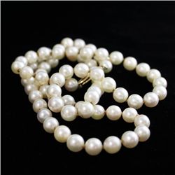 Cultured Pearl Necklace with Diamond Clasp