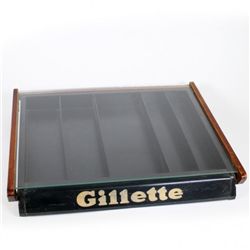Vintage Gillette Glass and Wood Display