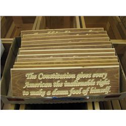 1 box of wooden carved plaques
