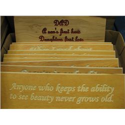 1 box of wooden carved plaques