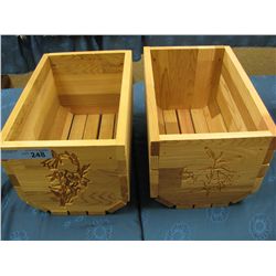 2 Wooden carved cedar planter box 14x9x8" high