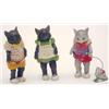 Image 1 : A set of 3 miniature early 20th century painted porcelain cats, fully jointed and clothed, one wi...