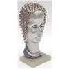 Image 1 : A Dakon Art Deco brass and silvered bronze head of a lady, signed, on green onyx plinth, 11.5ins....