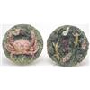 Image 1 : A Caldas Palissy wall plaque,applied with lizards worms and moths, and a similar plaque with a cr...