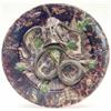 Image 1 : A Mafra Palissy circular wall plaque, applied with a lizard in a burrow attacking a snake, smalle...