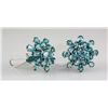 Image 1 : 60.05CTW Flower Blue Zircon Cluster Silver Earring