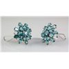 Image 2 : 60.05CTW Flower Blue Zircon Cluster Silver Earring